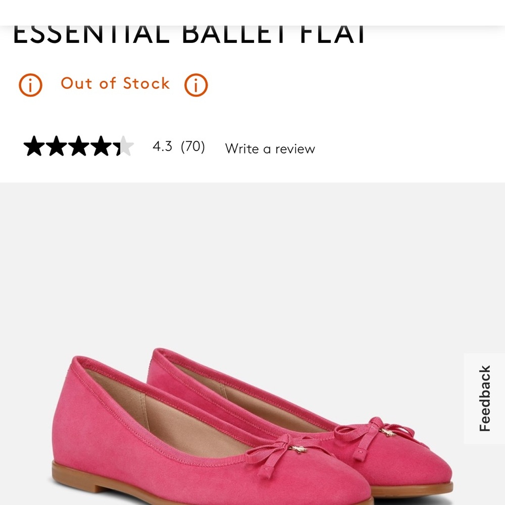 Naturalizer Pink Ballet Flats with Bow Detail